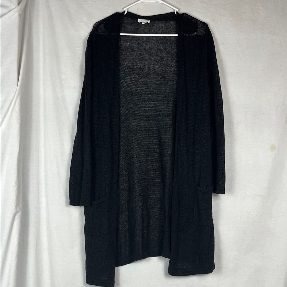 J. Jill Linen Blend Black Lightweight Long Cardigan